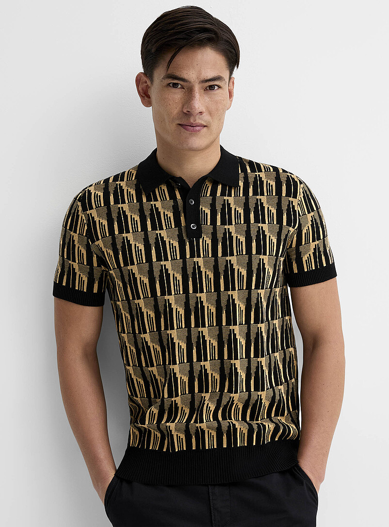 Retro jacquard polo product image (primary)