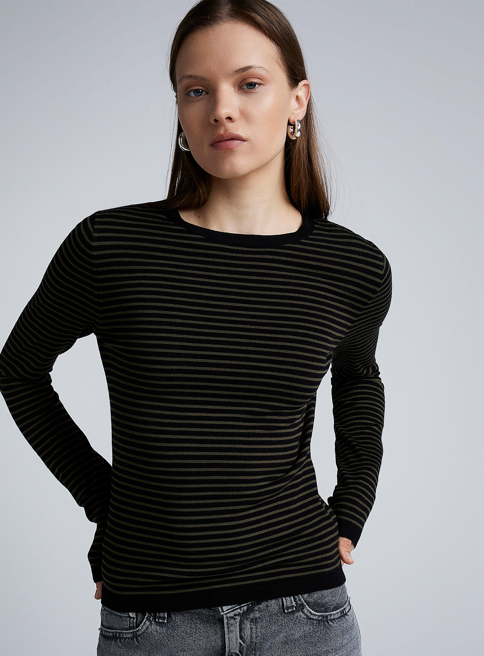 Twik Fitted Striped Sweater In Black
