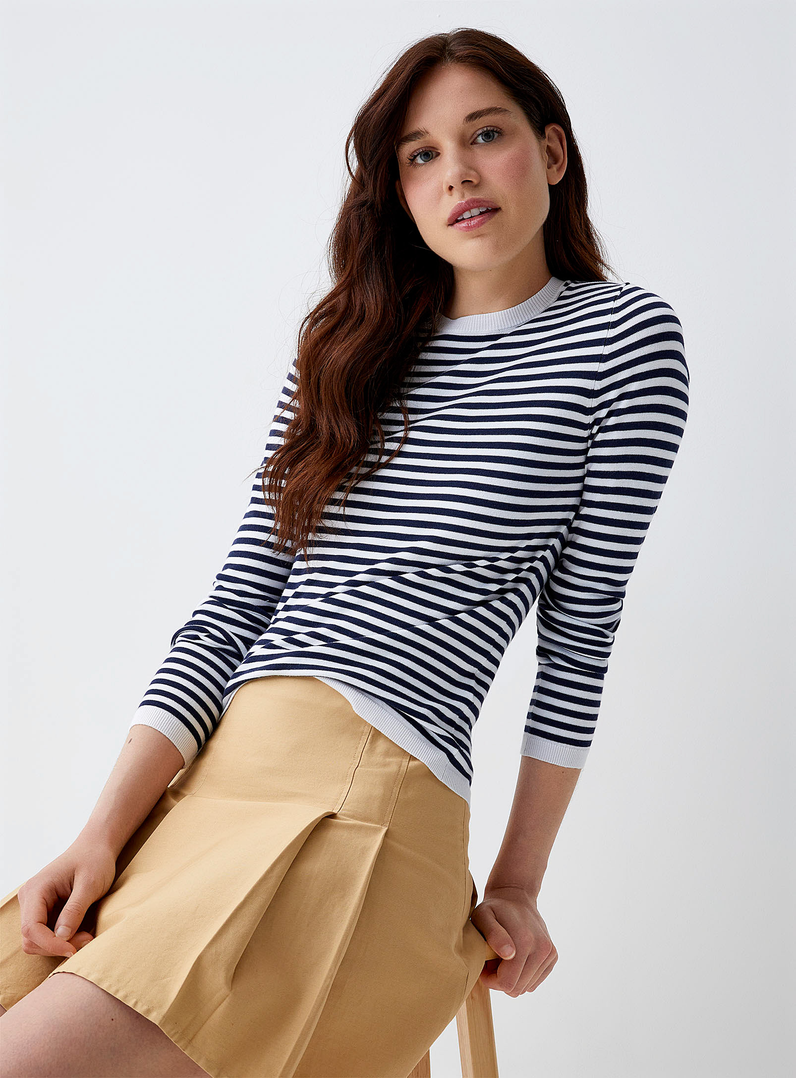 Twik Striped Fitted Sweater In White