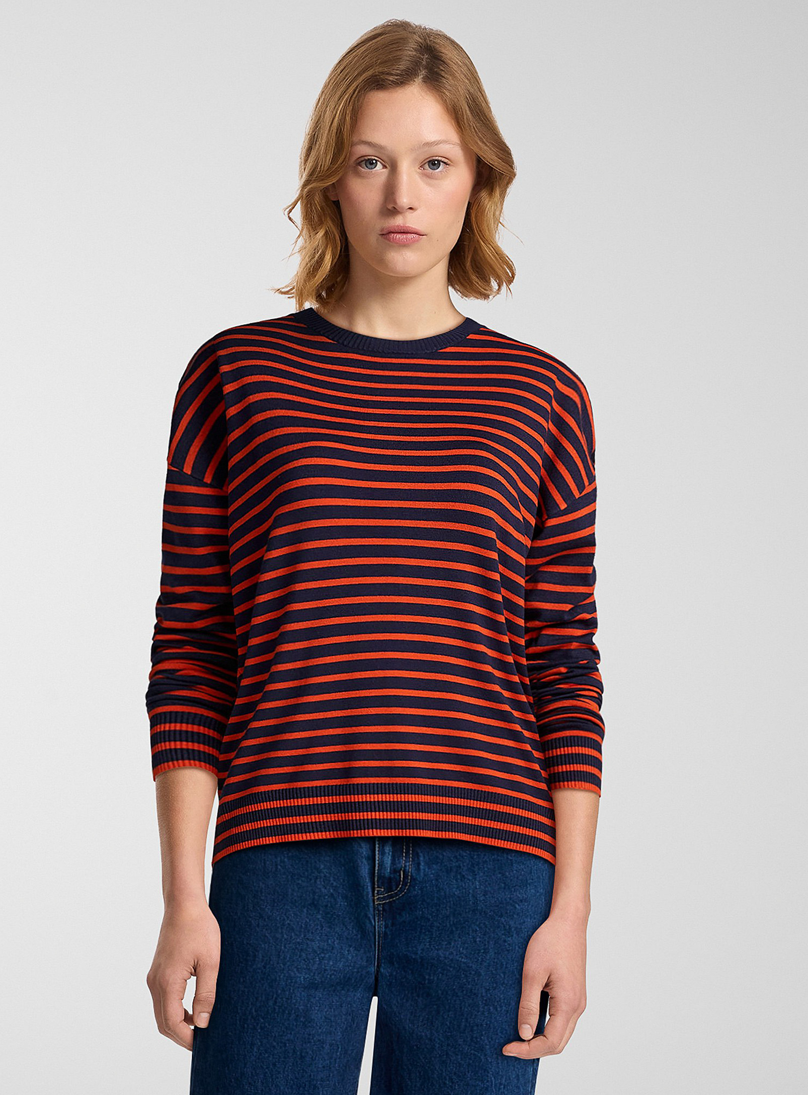 Twik Oversized Striped Sweater In Patterned Blue