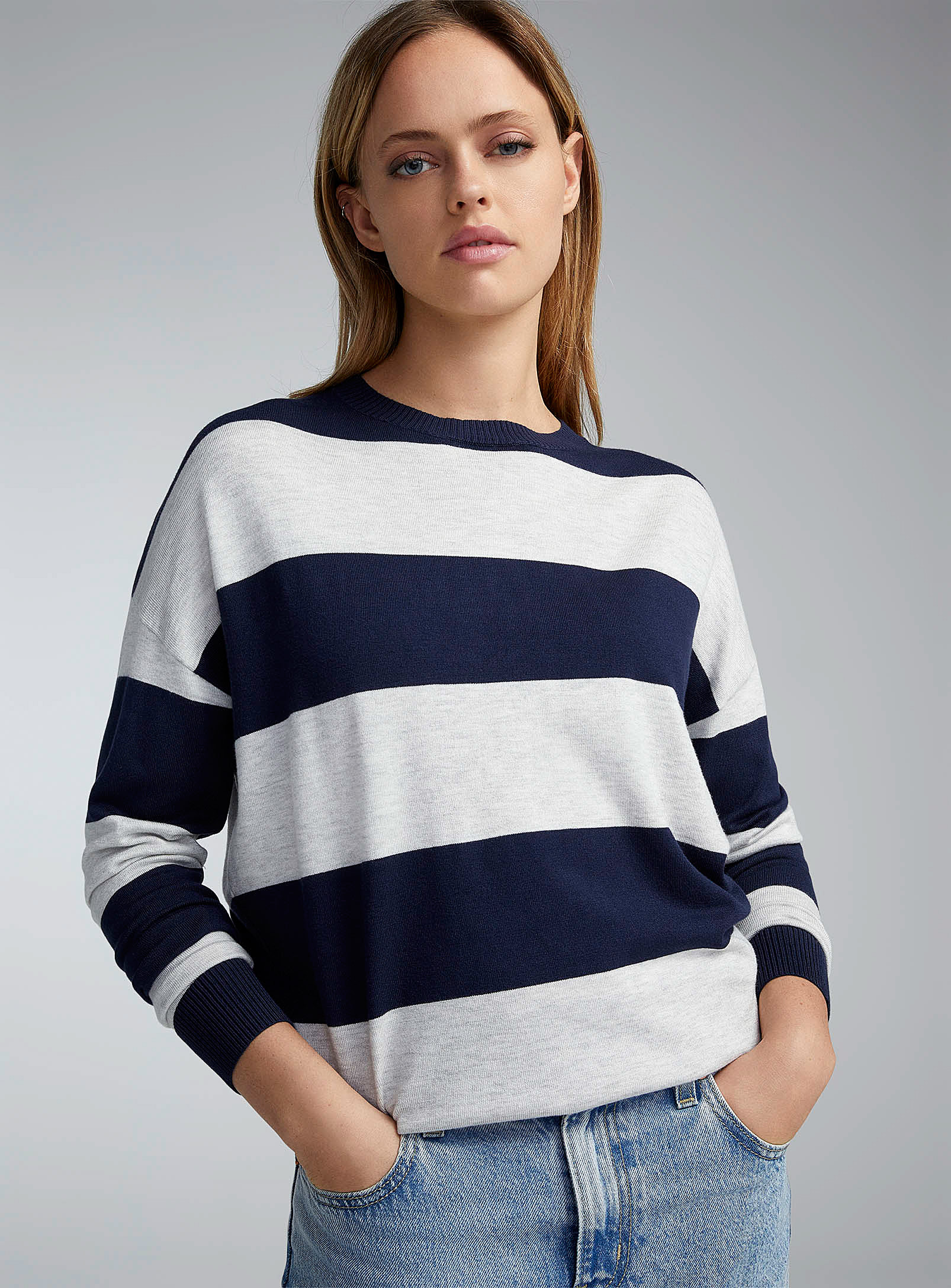 Twik Block Stripes Sweater In Marine Blue