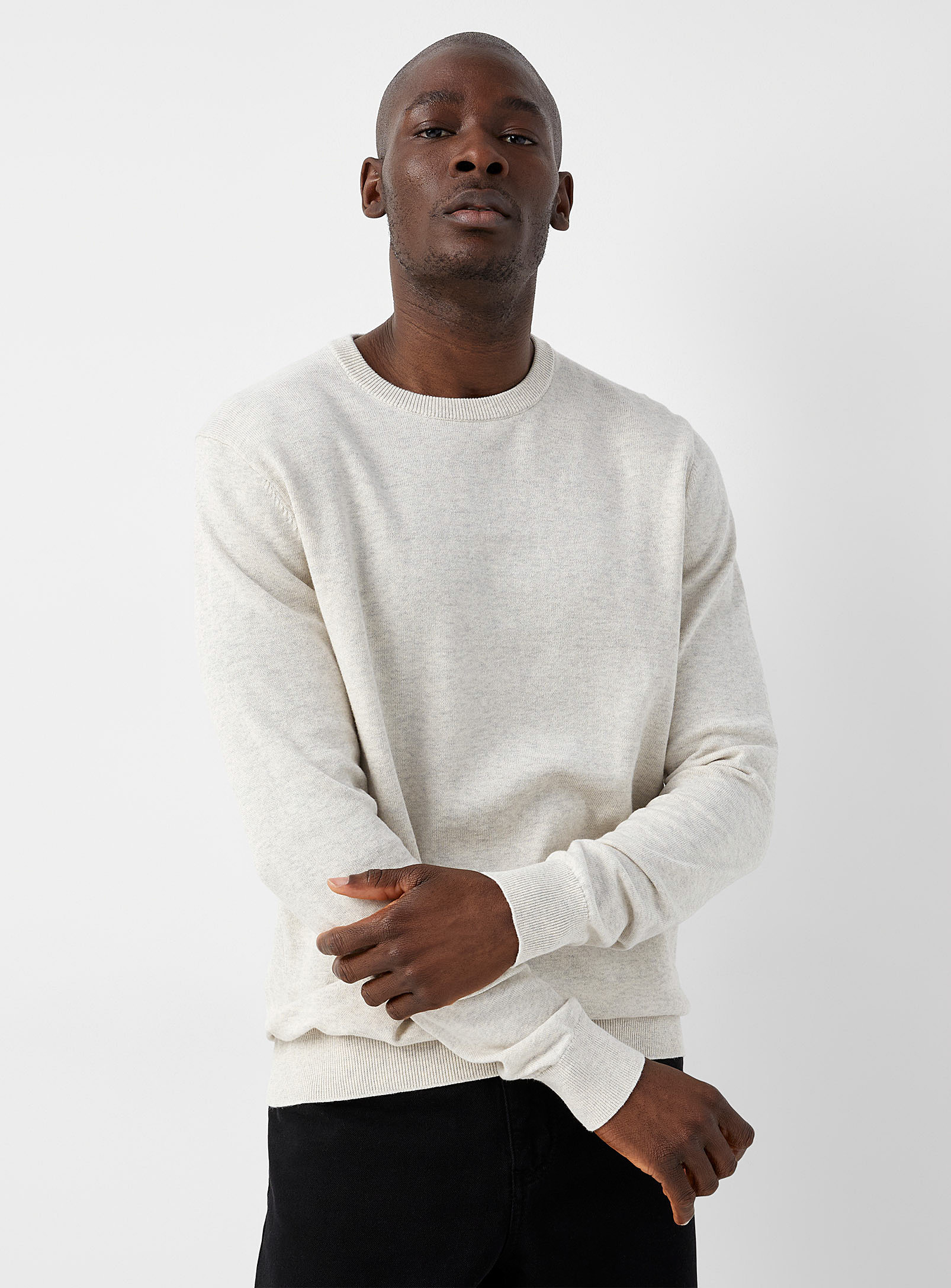 Le 31 Minimalist Crew-neck Sweater In Ivory White