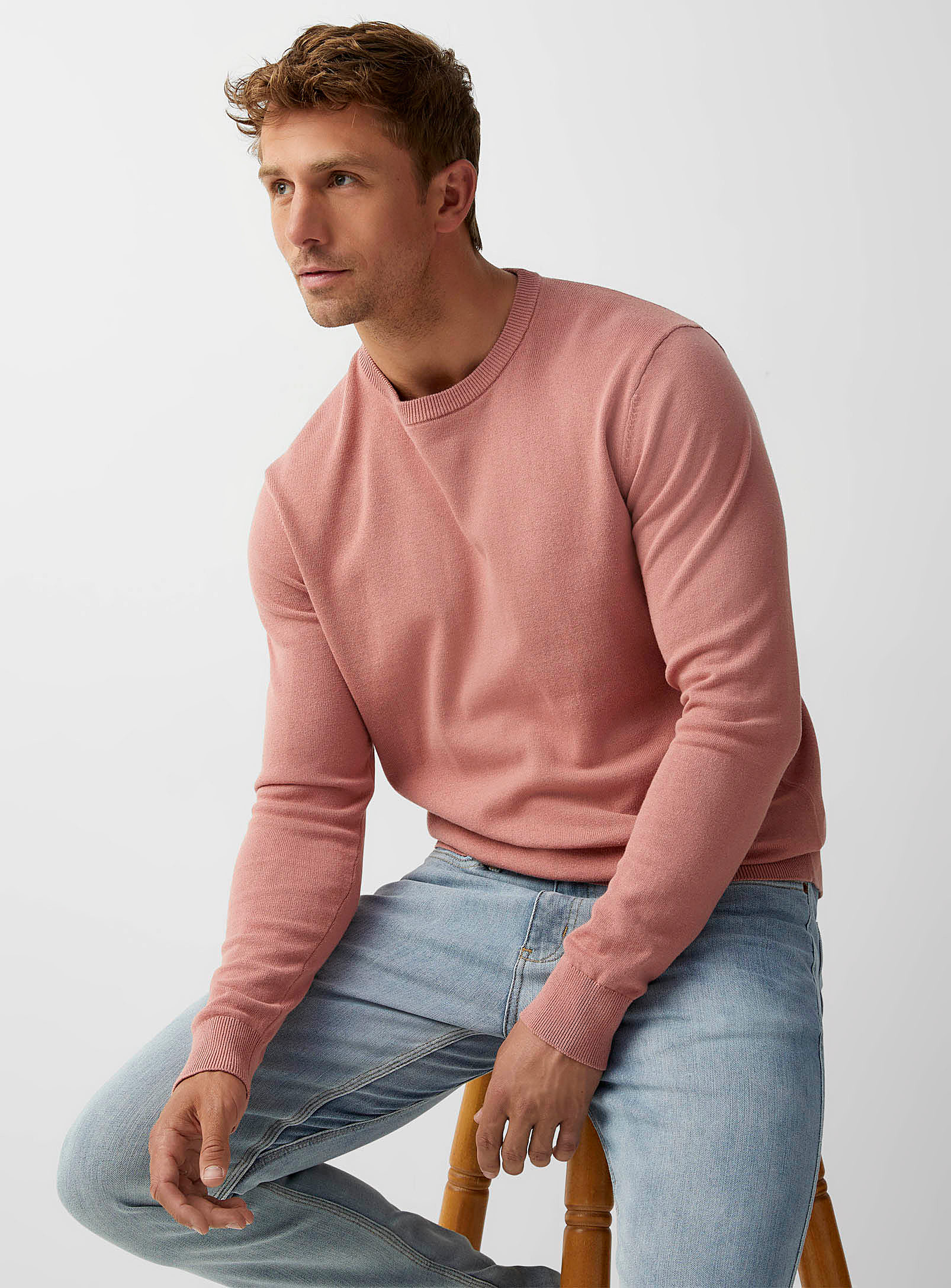 Le 31 Minimalist Crew-neck Sweater In Pink
