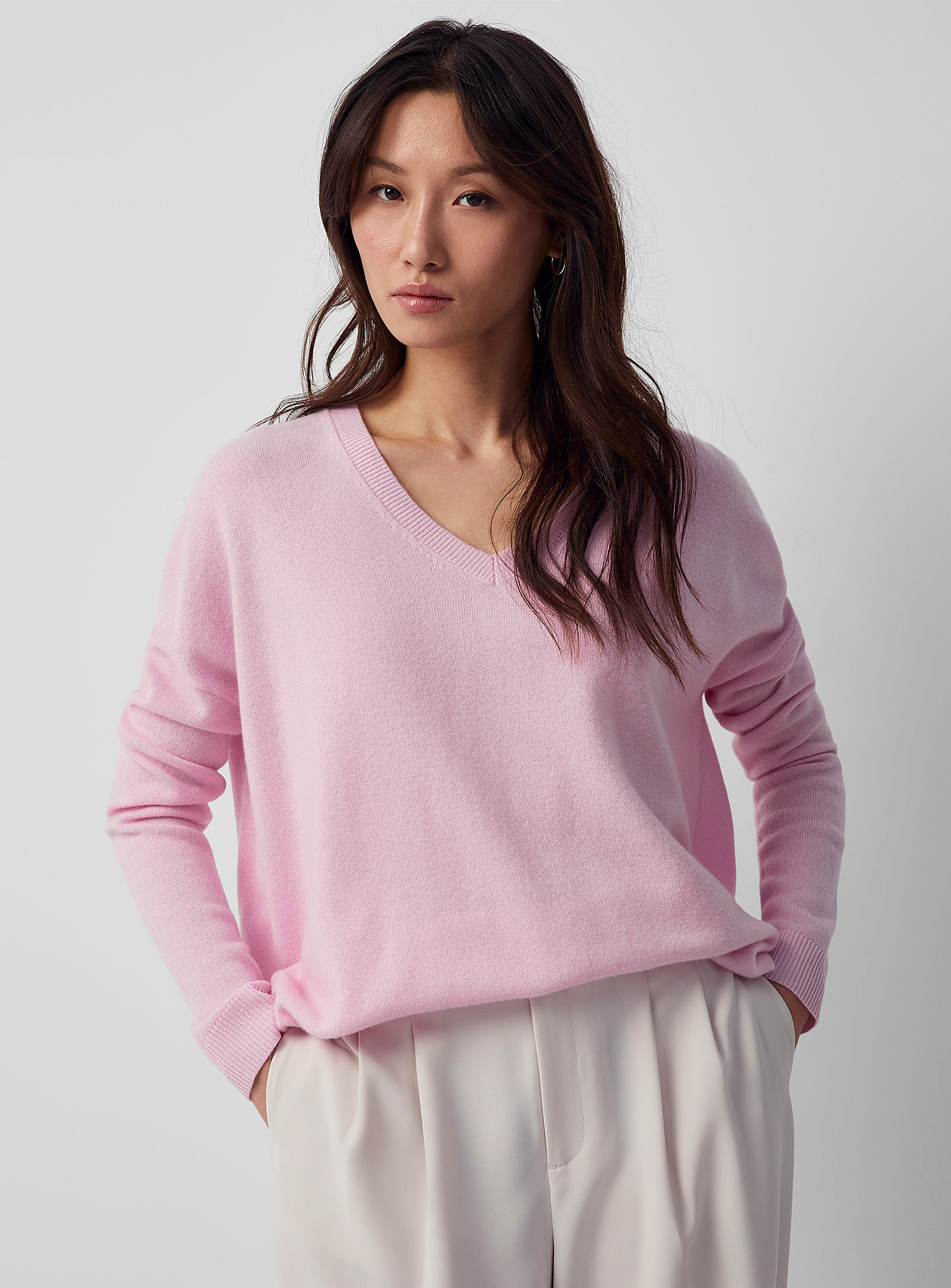 Contemporaine Cashmere-wool Blend Oversized Sweater In Dusky Pink
