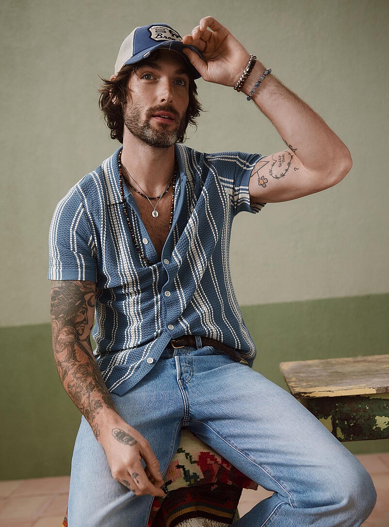 Striped Pointelle Knit Shirt