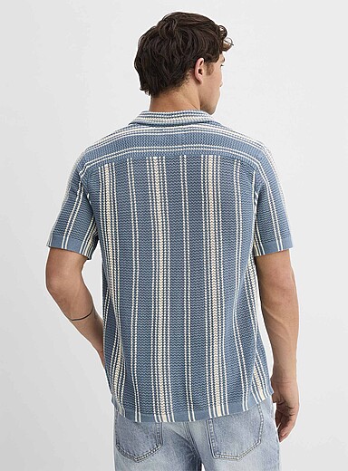 Striped pointelle knit shirt
