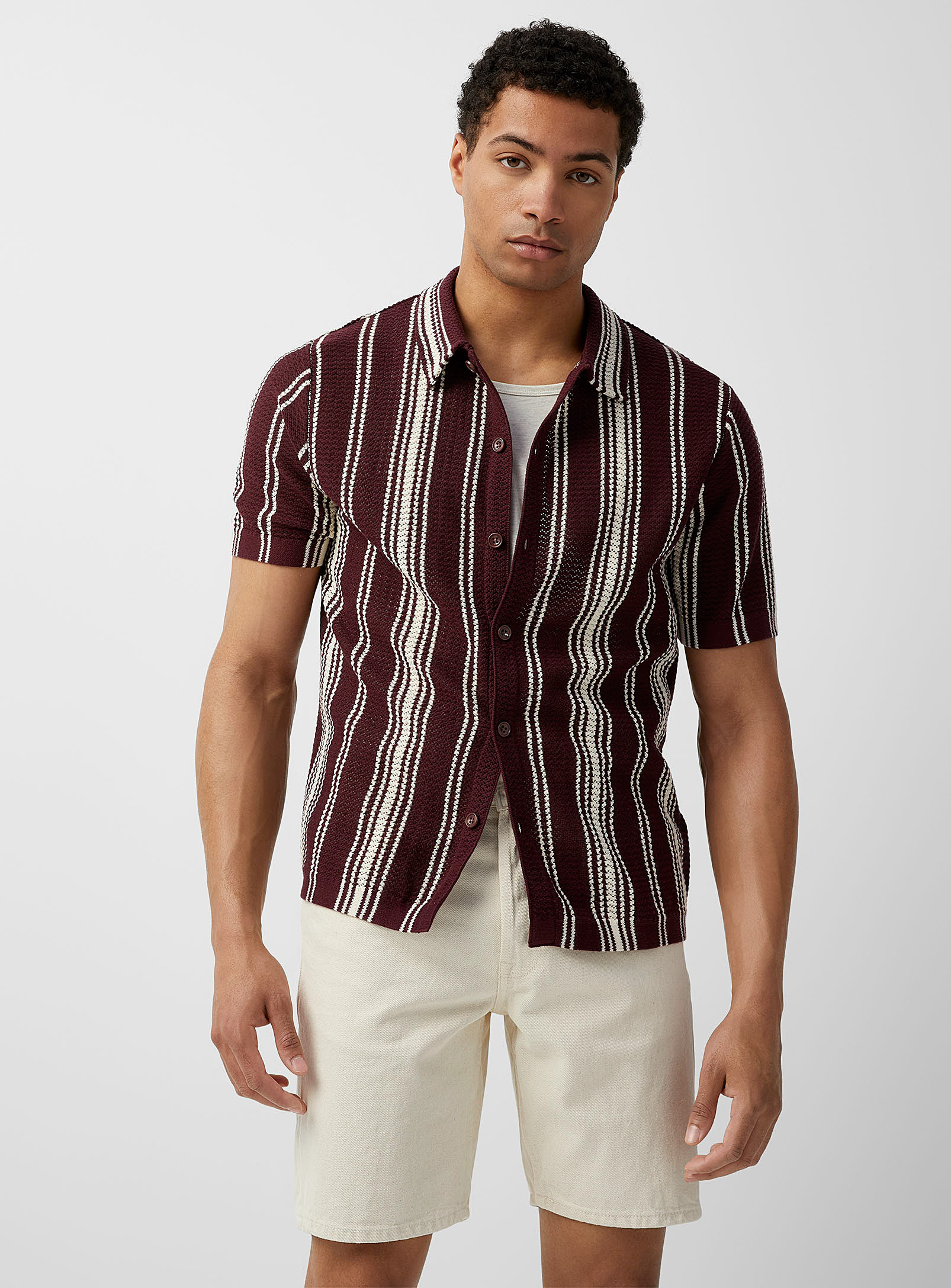 Le 31 Pointelle Knit Shirt In Brown