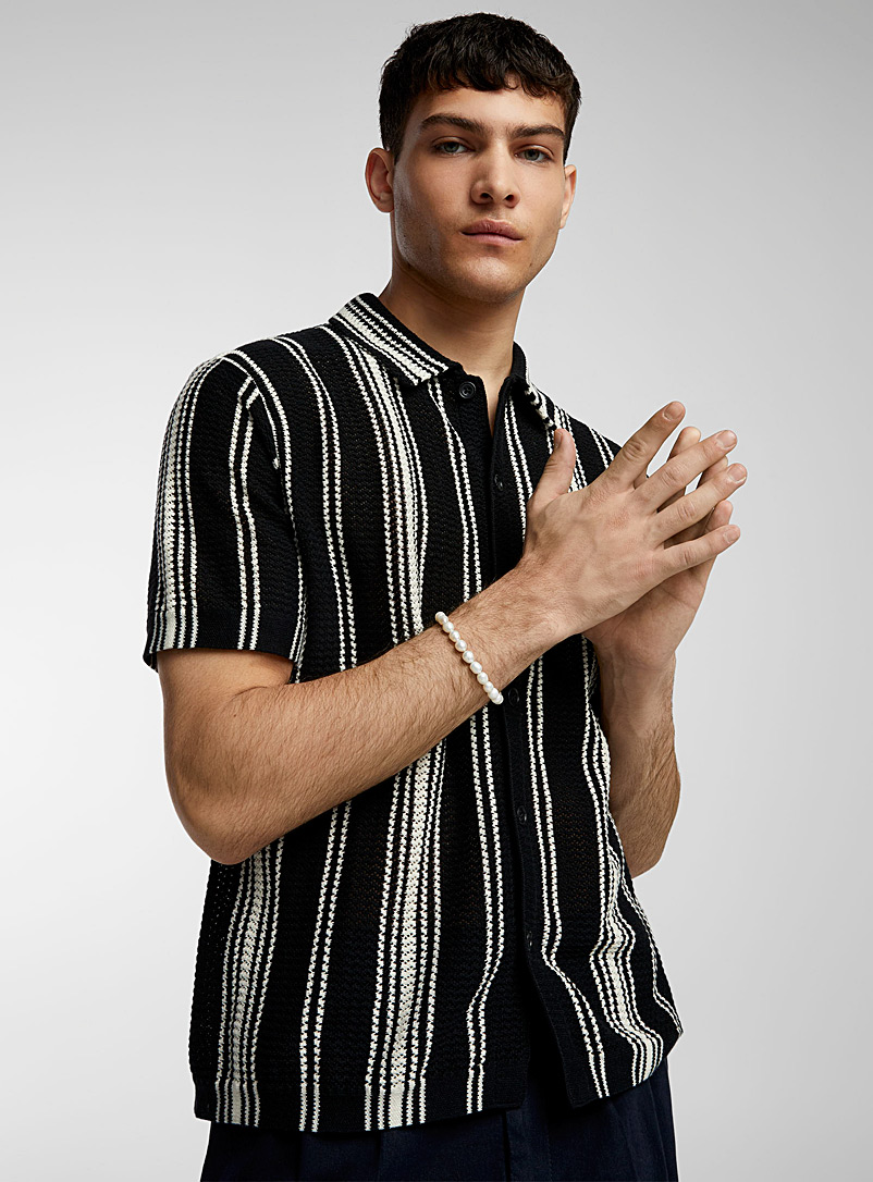 Striped Pointelle Knit Shirt