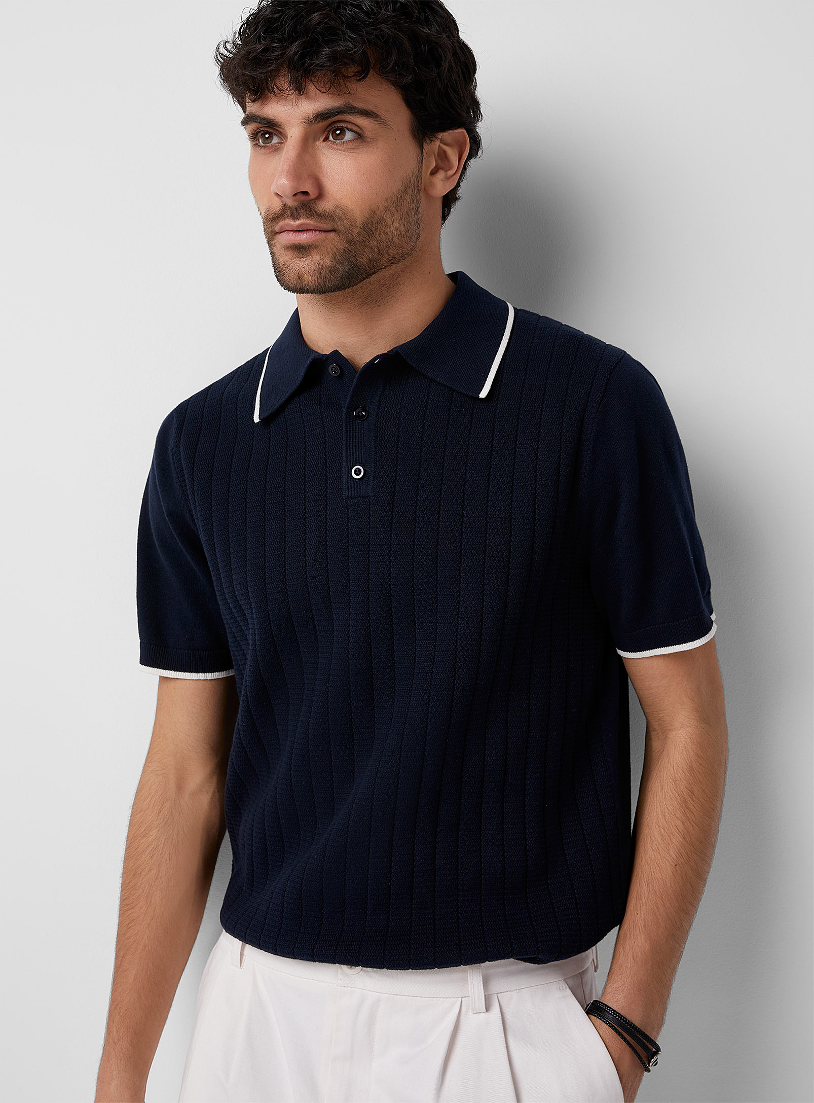 Le 31 - Men's Wide-rib knit Polo Shirt