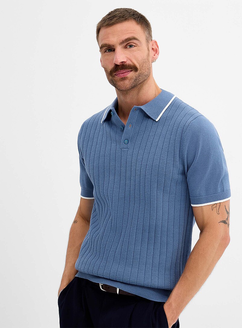 Wide-rib knit polo product image (primary)