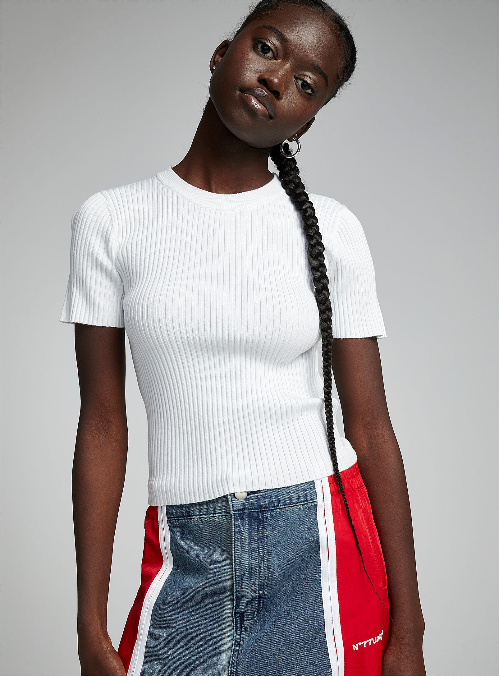 Twik Ribbed Fitted Sweater In White