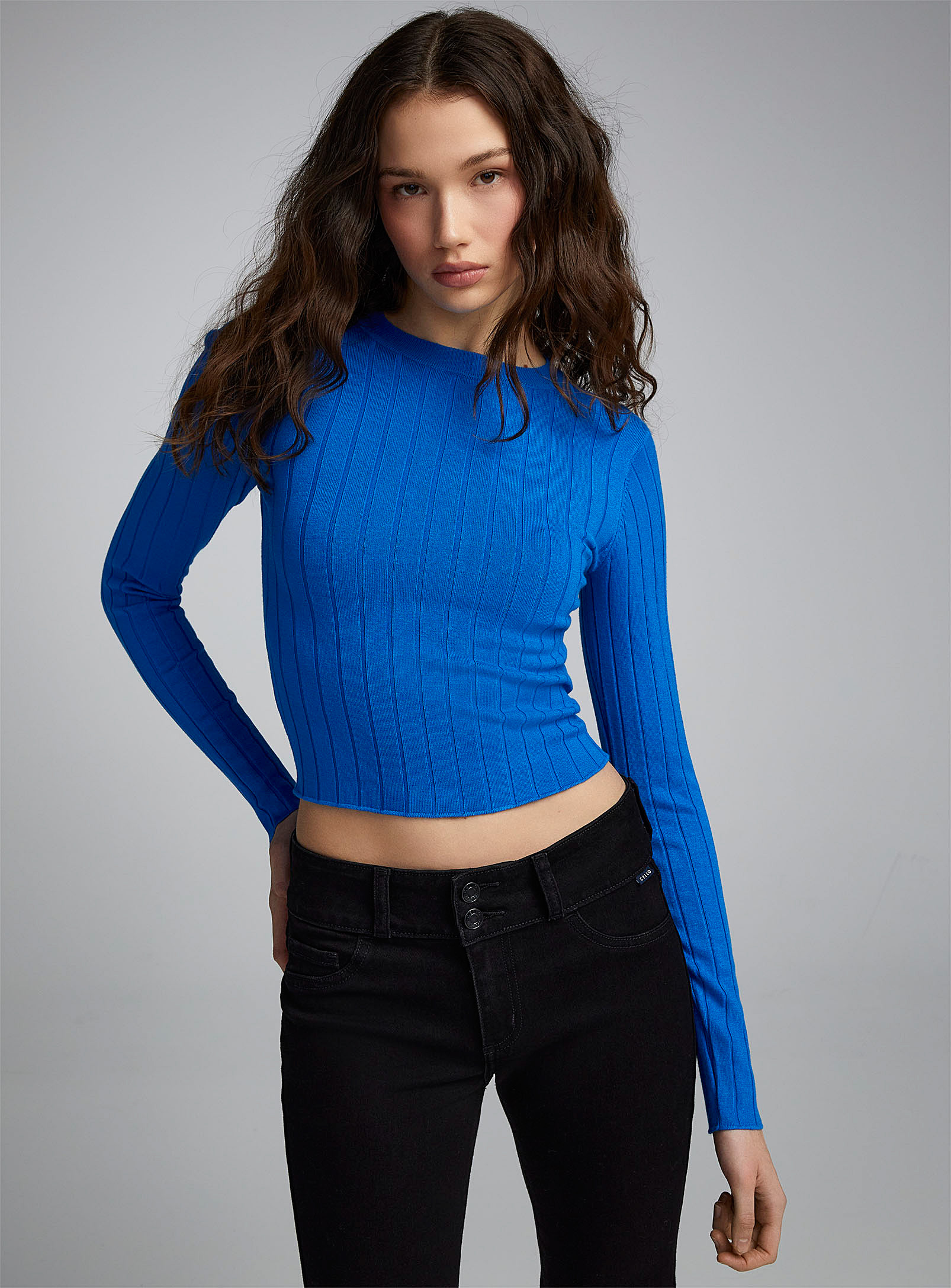 Twik Wide Ribbing Sweater In Blue