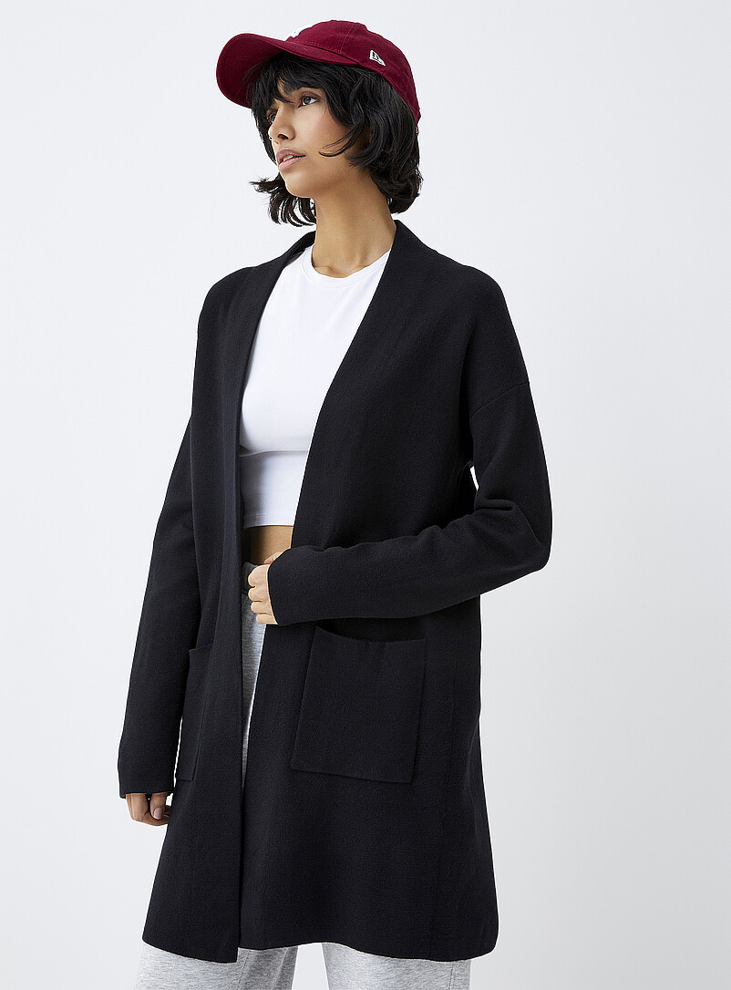 Long patch-pocket cardigan product image (primary)