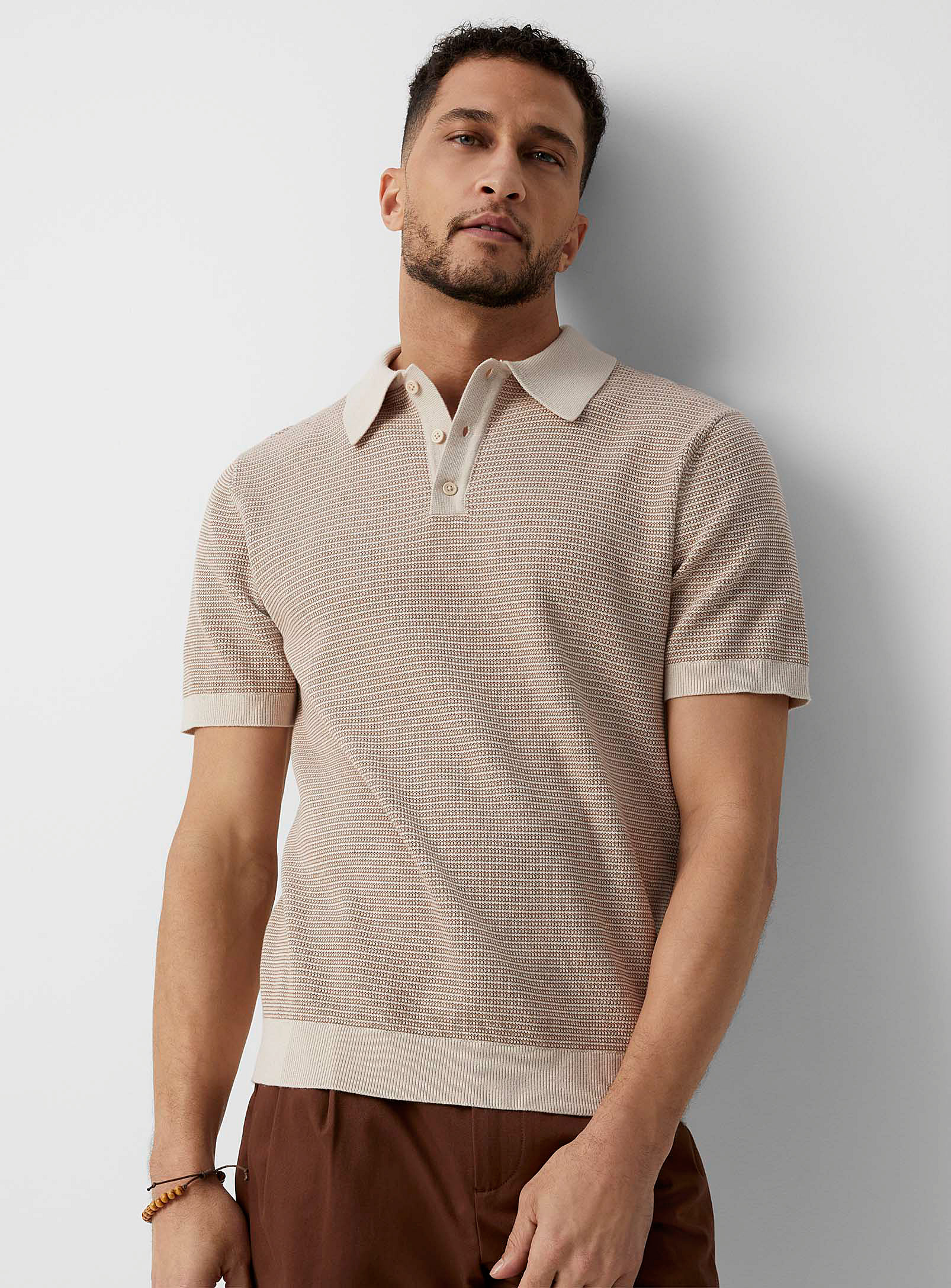 Le 31 - Men's Retro stripe knit Polo Shirt