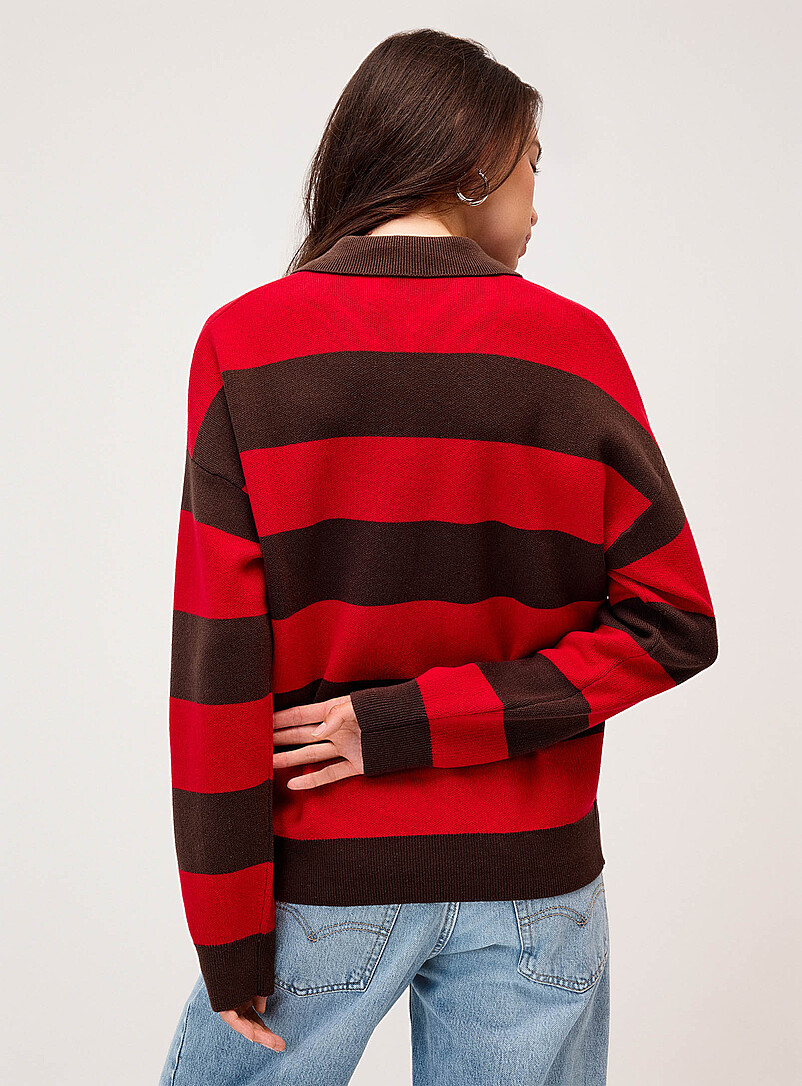 Wide stripe polo-collar sweater product image 3