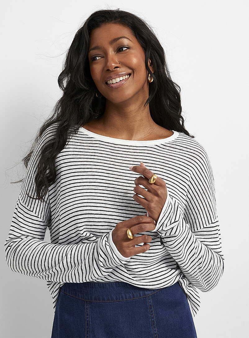 Reprocessed Linen Striped Sweater