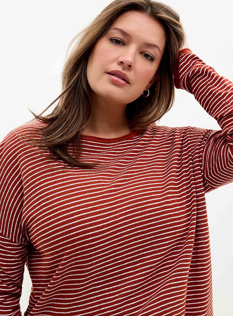 Reprocessed Linen Striped Sweater