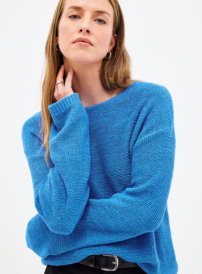 Textured knit boat-neck sweater product image (primary)