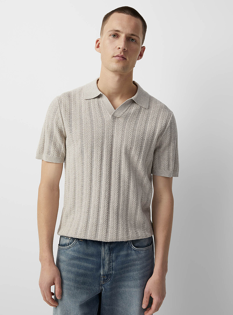 Pointelle stripe polo product image 2