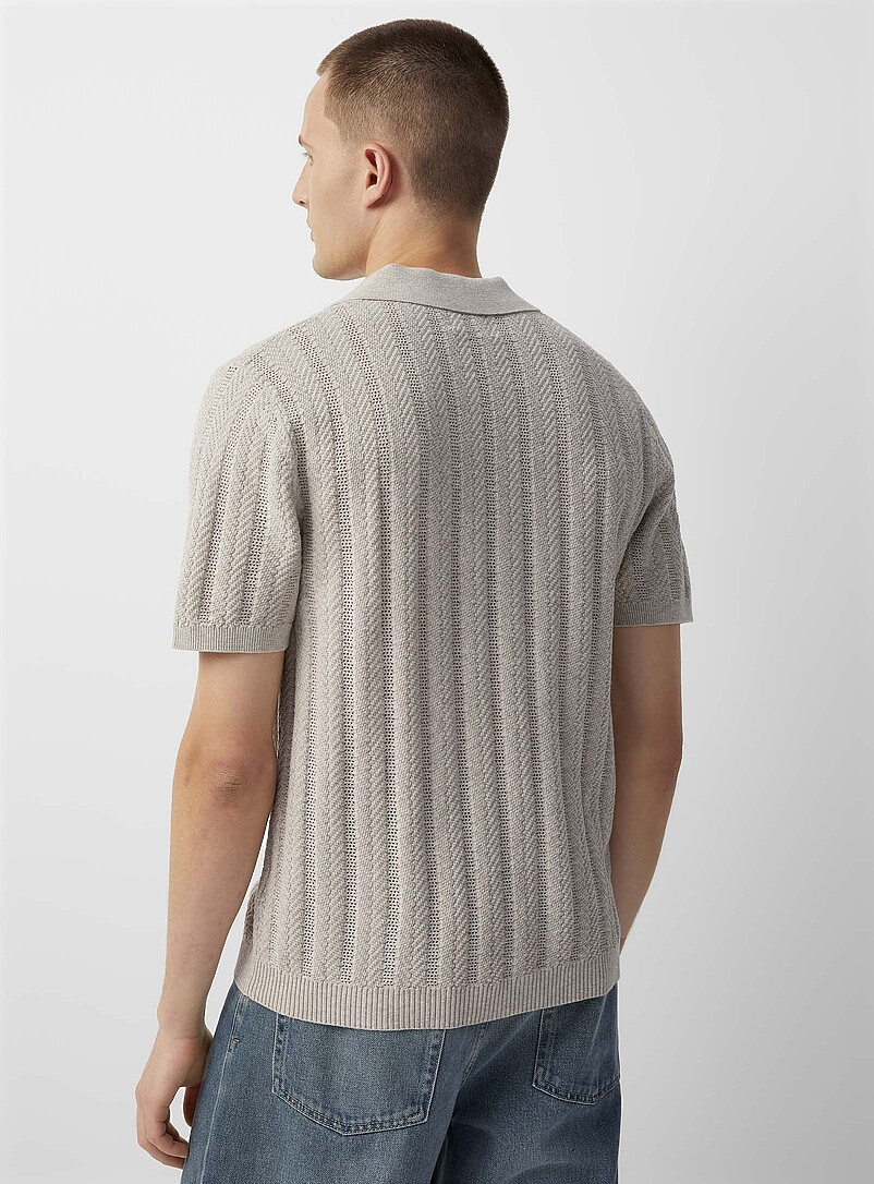 Pointelle stripe polo product image 3