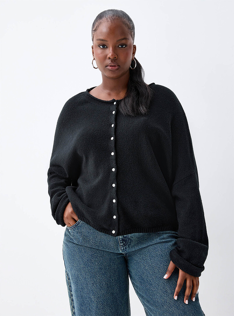 Roll-Edge Cardigan