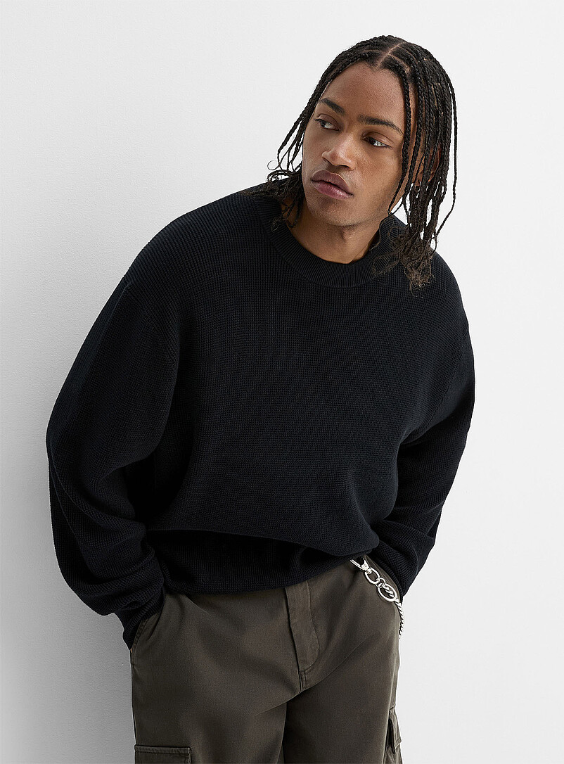 Loose waffle-knit sweater product image (primary)