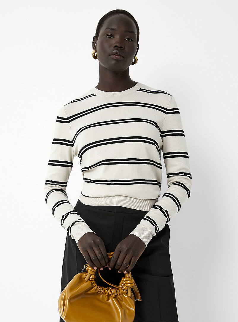 Striped fine-knit sweater product image (primary)