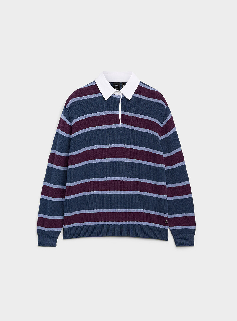 Rugby stripes loose polo-collar sweater product image (primary)