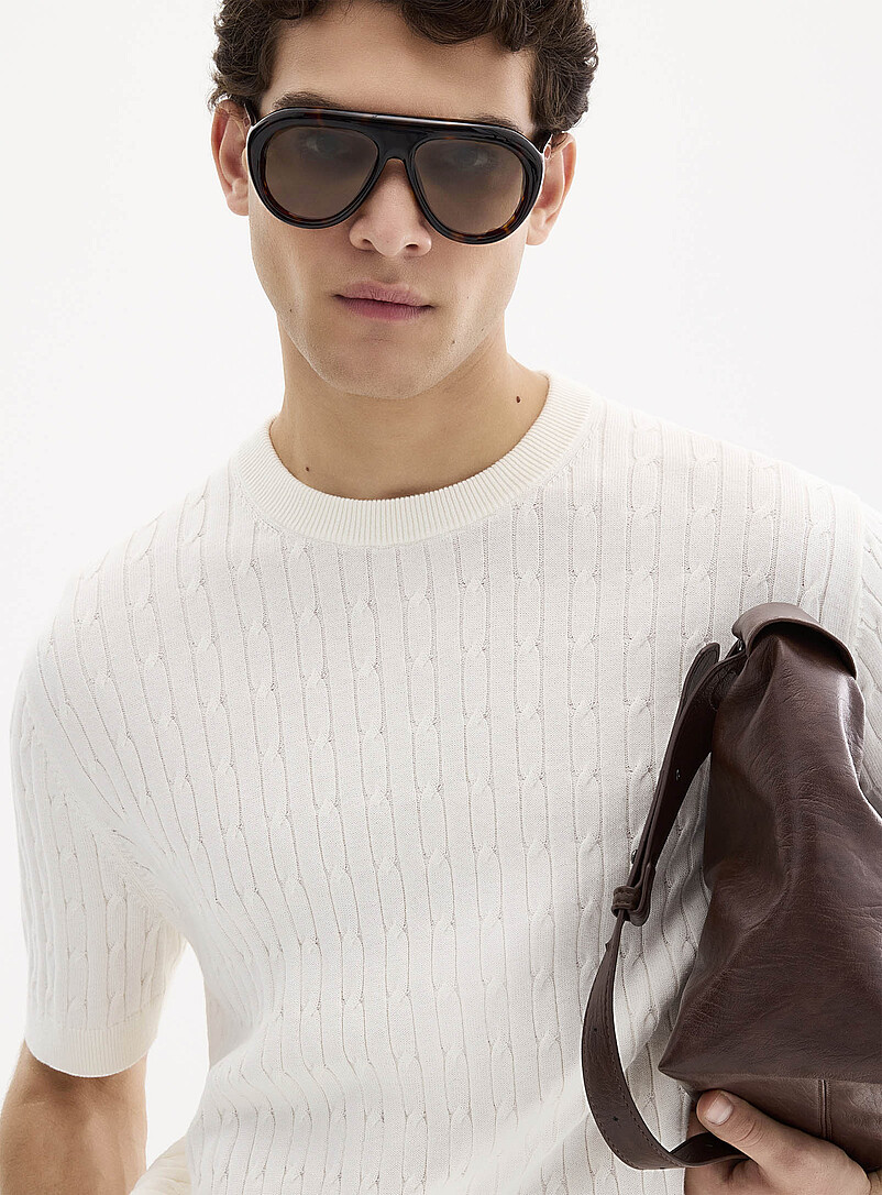 Twisted-cable short-sleeve sweater product image 2