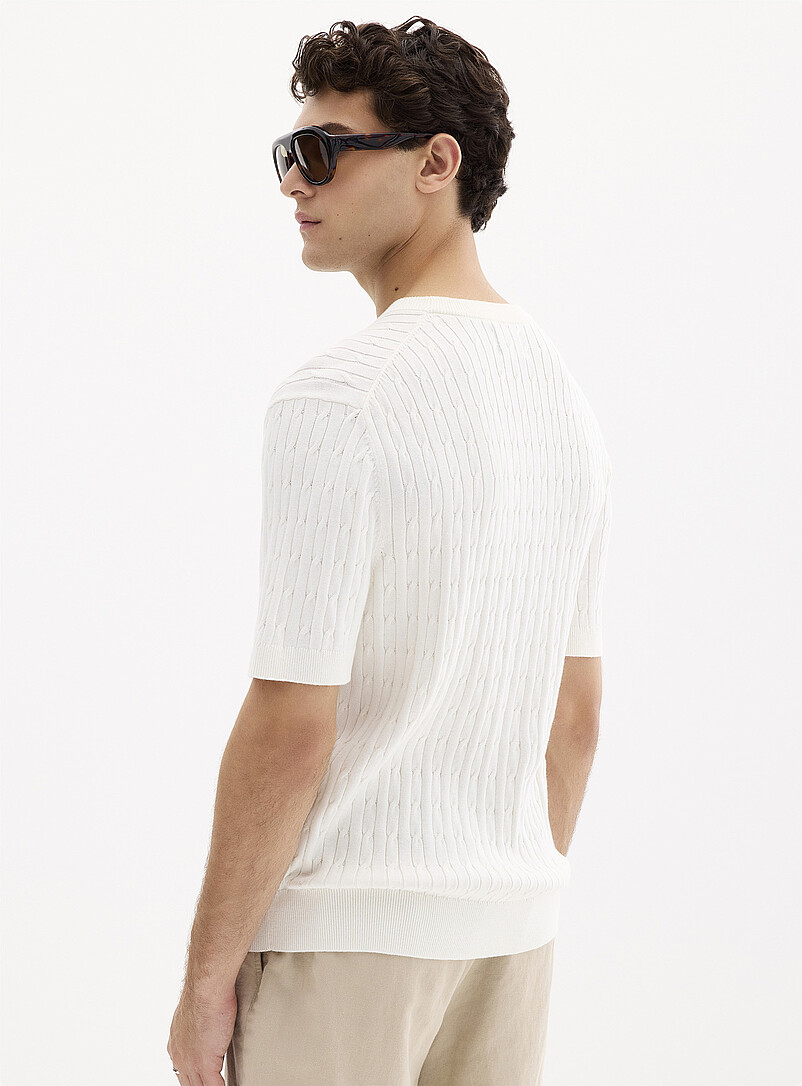 Twisted-cable short-sleeve sweater product image 3