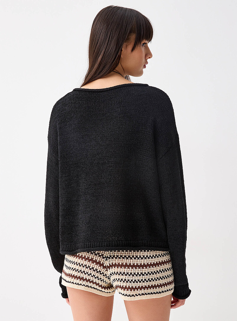 Rolled-trim boat-neck sweater product image 3