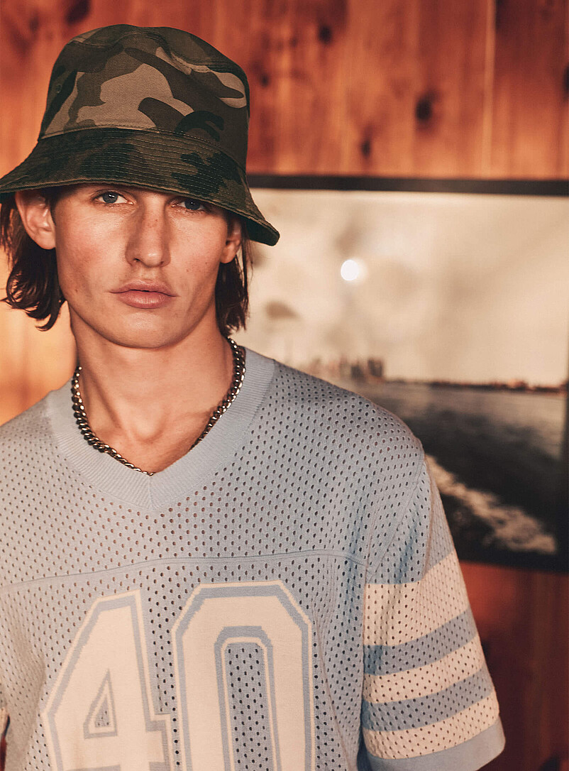 Perforated Knit Team Sweater
