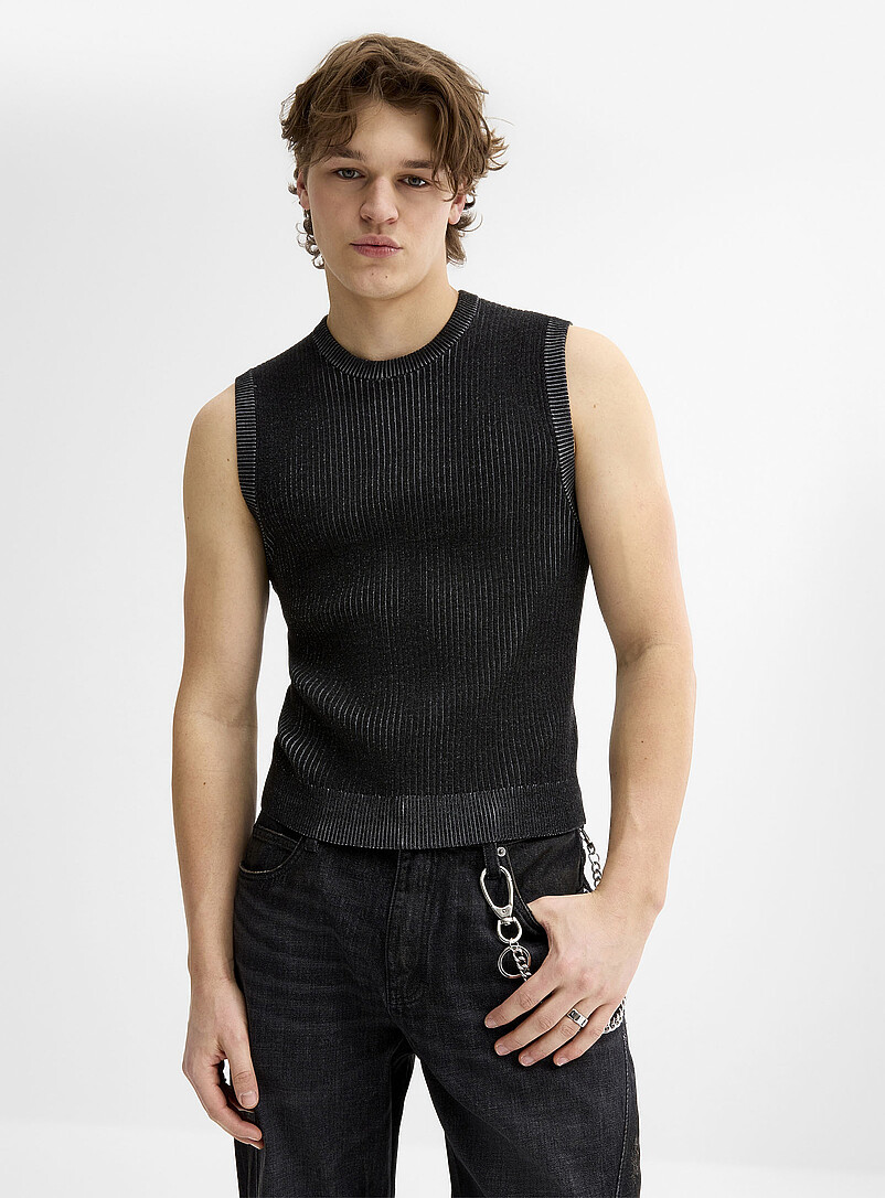 Two-tone ribbed tank product image (primary)
