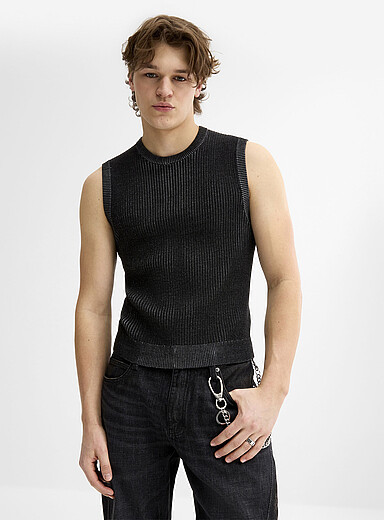 Two-tone ribbed tank