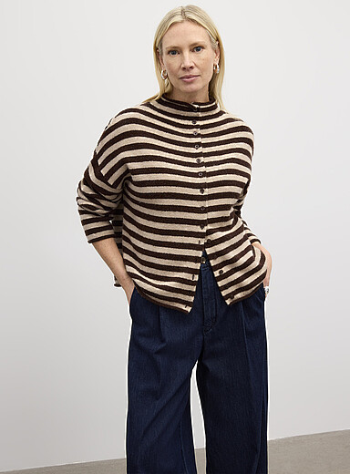 Striped funnel neck cardigan product image 2