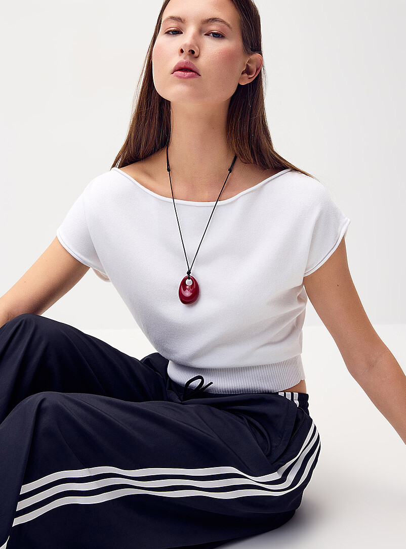 Loose-collar rolled-edge sweater product image (primary)