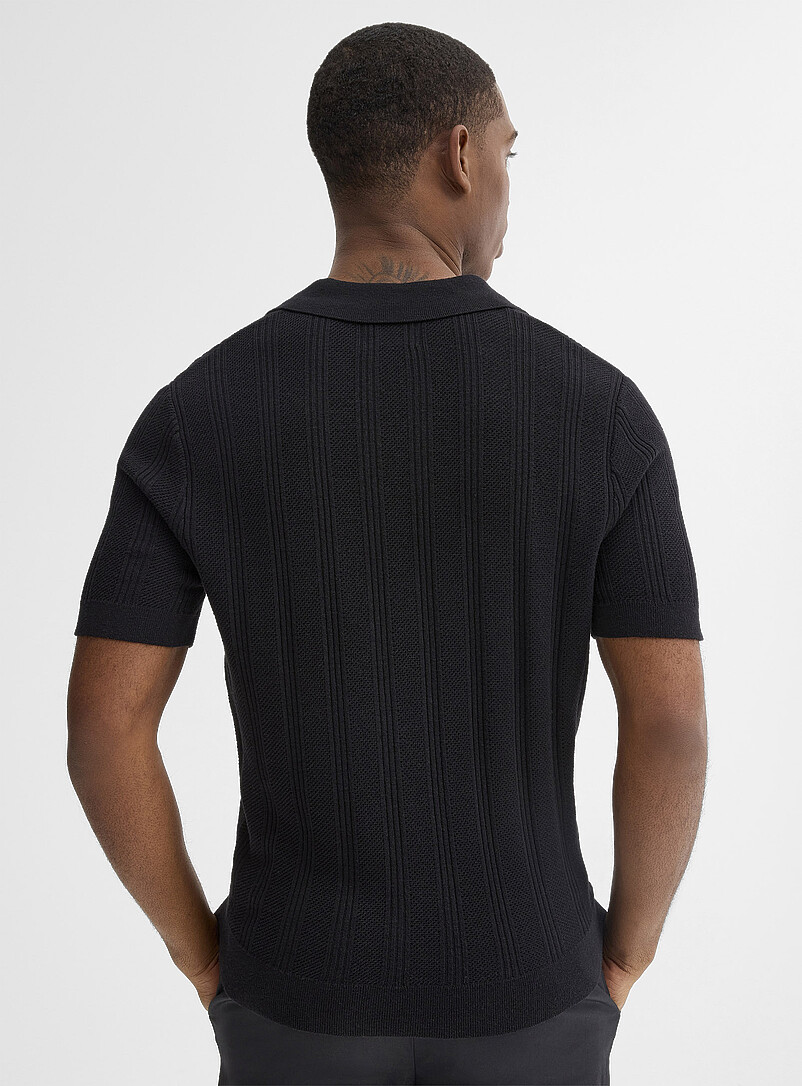 Openwork knit Johnny collar polo product image 3