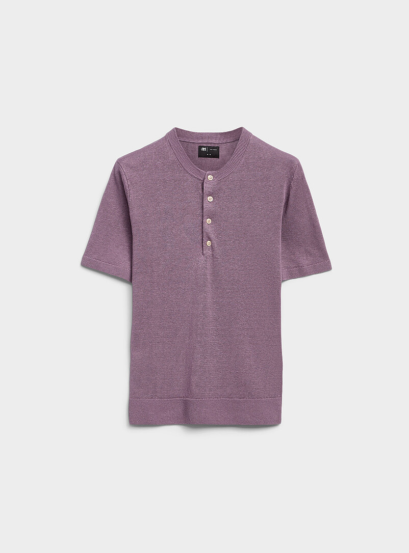 Pure linen knit Henley sweater product image 2