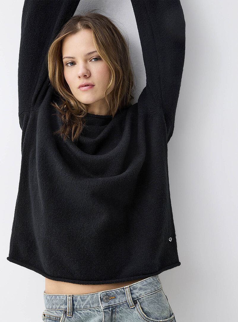 Rolled hem bouclé knit sweater product image 2