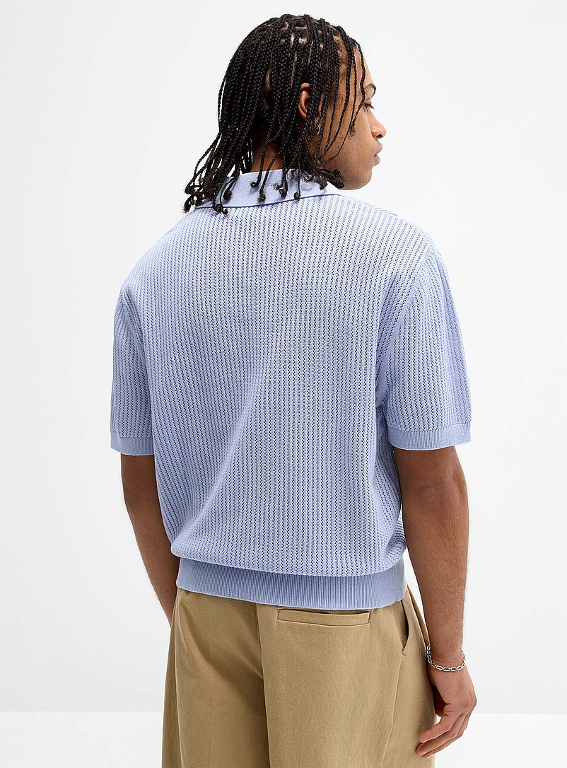 Pointelle-ribbed Johnny-collar polo product image 2