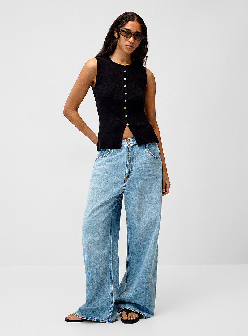 Fitted Split-Front Sweater Vest