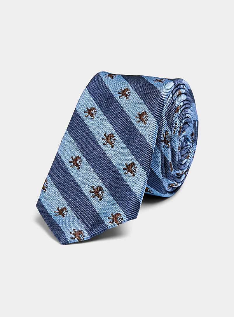 Atkinsons Marine Blue Striped lion tie for men