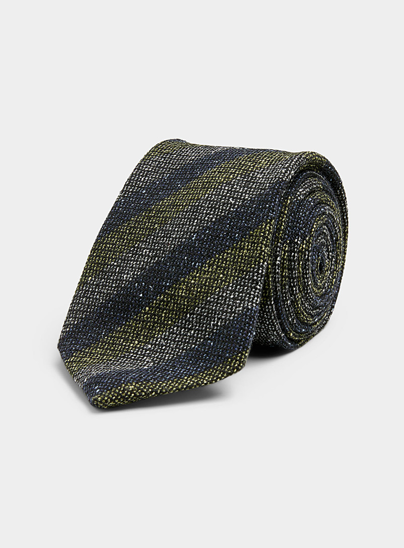 Atkinsons Mossy Green Woven stripe tie for men