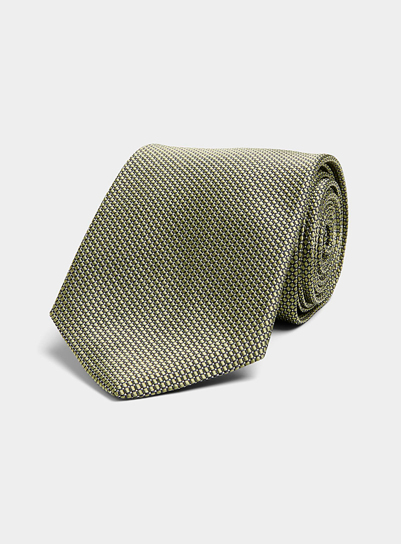 Atkinsons Mossy Green Jacquard mini-check sage tie for men