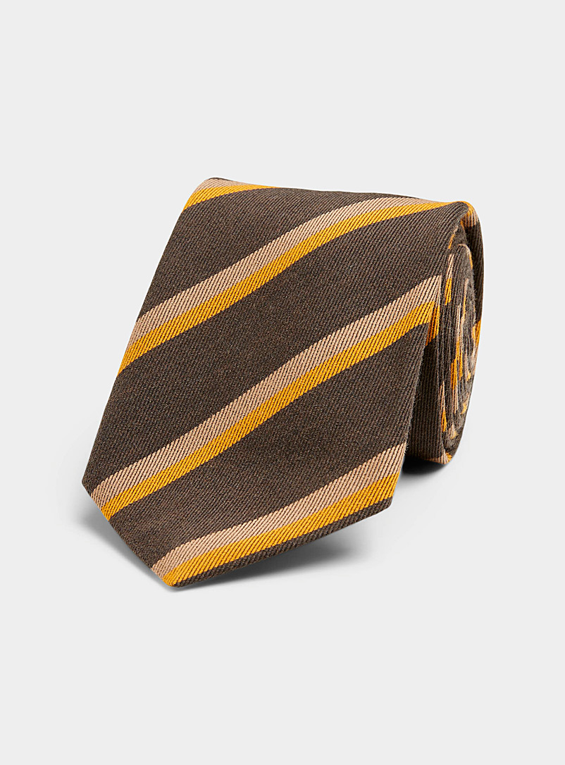 Atkinsons Dark Brown Woven twin-stripe tie for men
