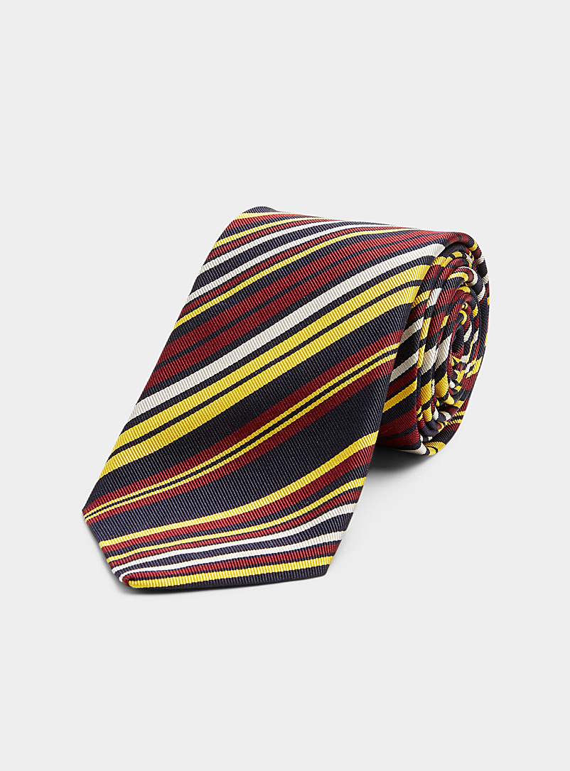Atkinsons: La cravate rayée accent jaune Assorti pour homme