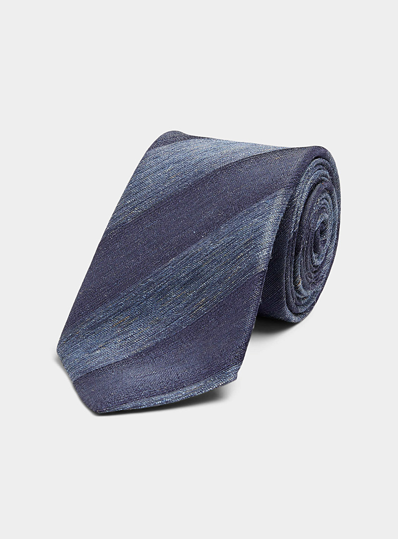Atkinsons: La cravate rayures ton sur ton Bleu foncé pour homme