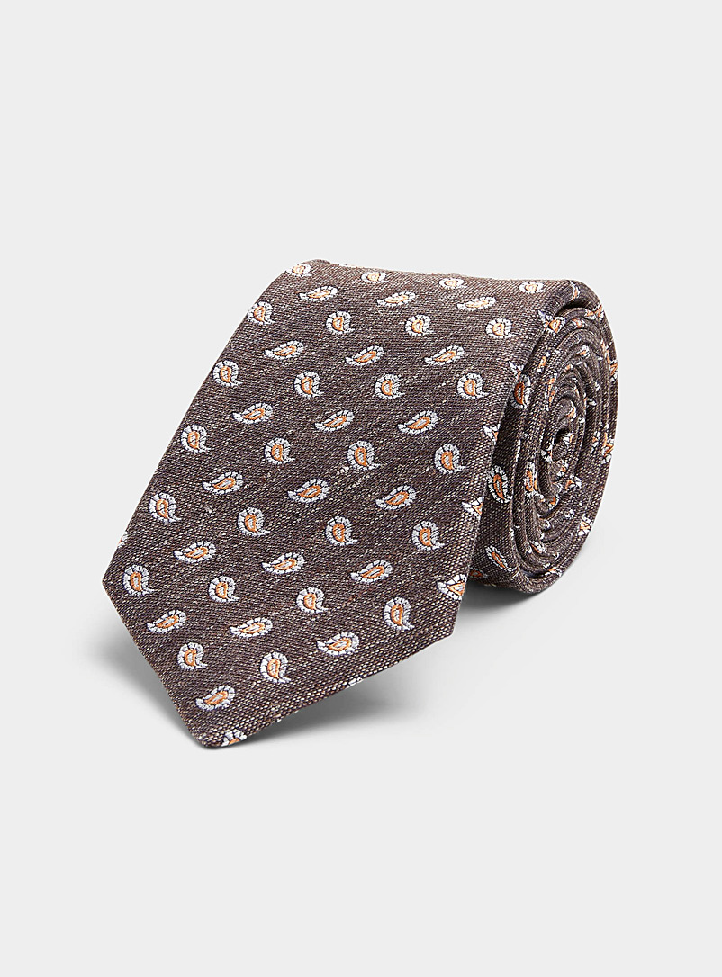 Atkinsons Dark Brown Colourful paisley tie for men