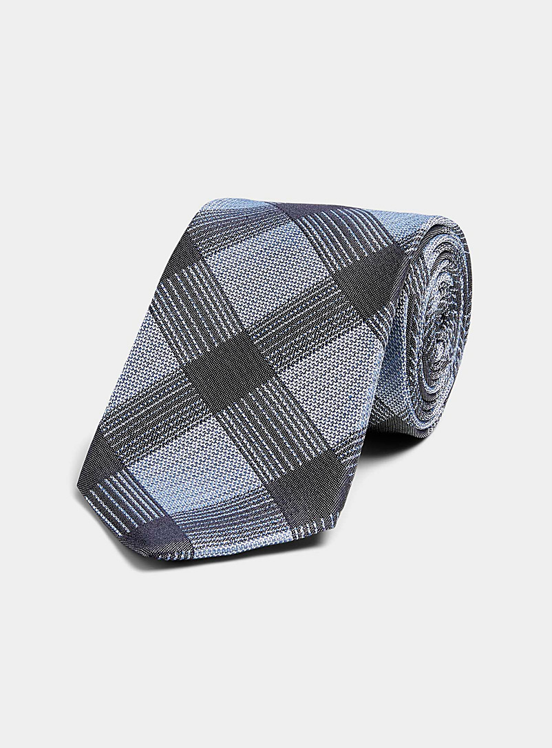 Le 31 Dark Blue Demin-like floral jacquard tie for men