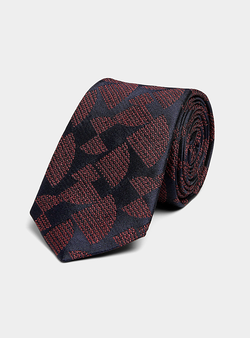 Atkinsons: La cravate jacquard rétro géo Rouge pour homme